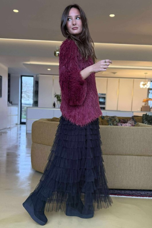 Claudia Shaggy Knit Burgundy